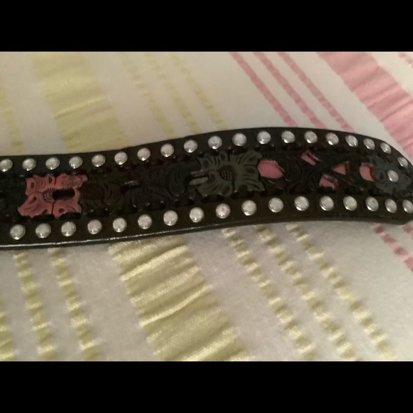 Roper leather rhinestone multicolor belt SZ 36 - Picture 8 of 11